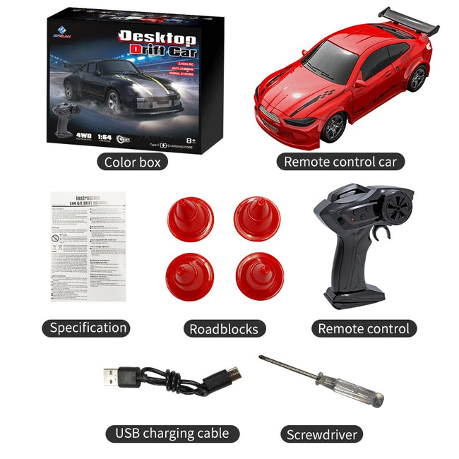 2026 New Kf20 1:64 Drift Rc Car Four-Wheel Remote-Controlled Racing Car Full Proportions Desk Competition Toy Boys Ideal Gifts.
