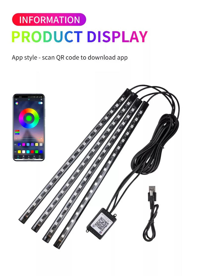 RGB LED ambientna osvetlitev notranjosti avta z aplikacijo – fotografija izdelka