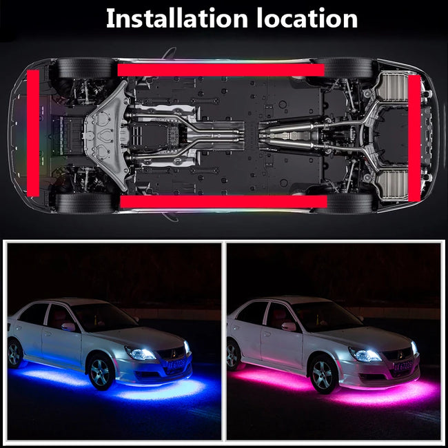 LED podvozna osvetlitev za avto RGB z aplikacijo ali daljincem – fotografija izdelka