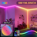 RGB LED neon trak 5–30 m z aplikacijo in daljincem – IP65, glasbena sinhronizacija, časovnik