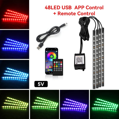 RGB LED ambientna osvetlitev za avto 36/48/72 LED – fotografija izdelka