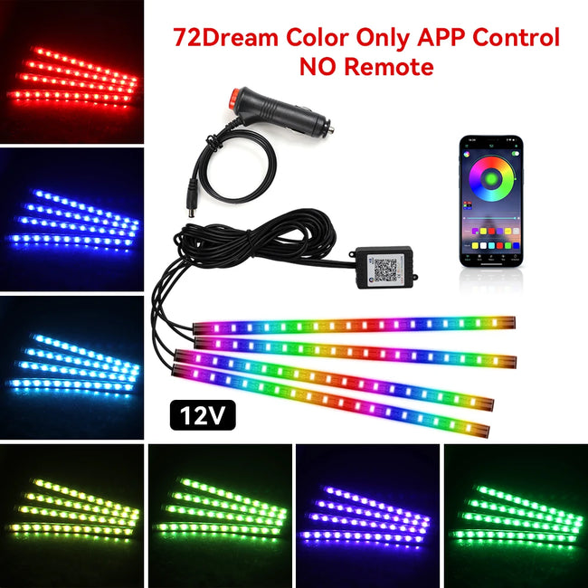 RGB LED ambientna osvetlitev za avto 36/48/72 LED – fotografija izdelka