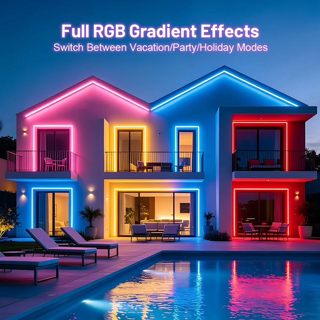 RGB LED neon trak 5–30 m z aplikacijo in daljincem – IP65, glasbena sinhronizacija, časovnik