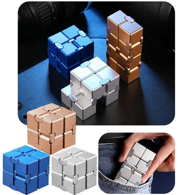 🧊 Kovinski Infinity Fidget Cube – antistresna igrača