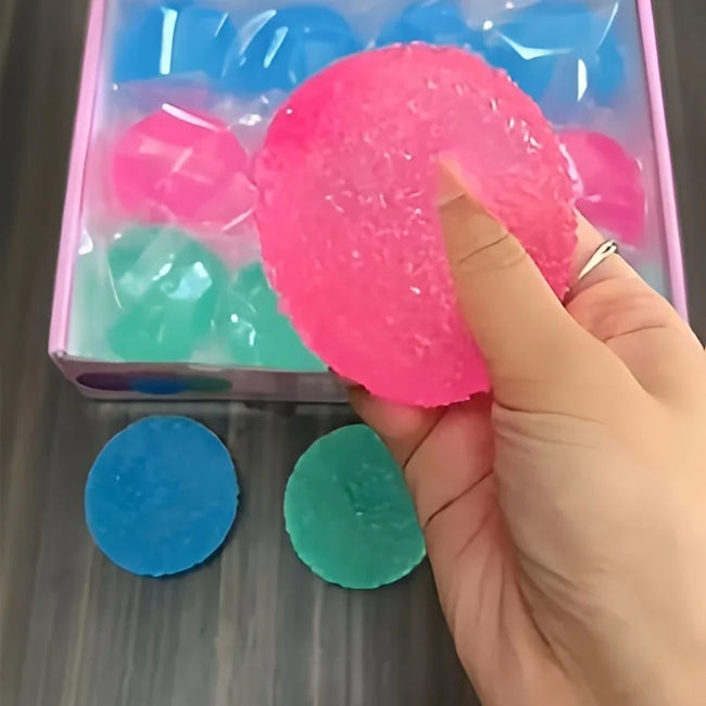 🧊 Modri Squishy Toy Mochi – prosojna antistresna igračka