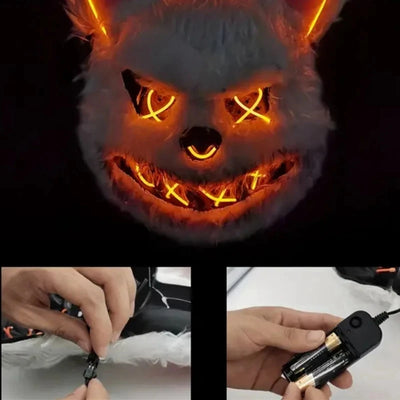 LED svetleča maska zajec/medved za Halloween – živalski motiv