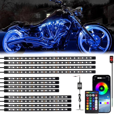 RGB LED podsvetlitev za motor z aplikacijo in daljincem 12 V – fotografija izdelka