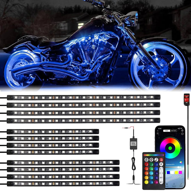 RGB LED podsvetlitev za motor z aplikacijo in daljincem 12 V – fotografija izdelka