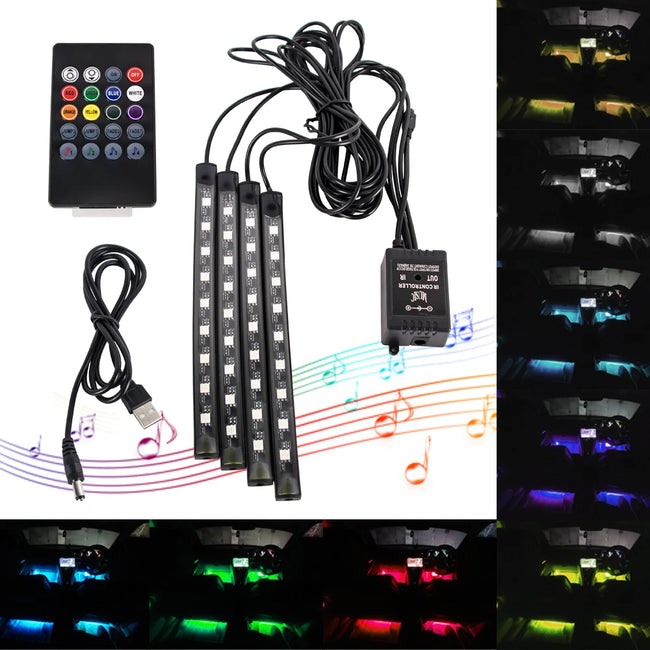 RGB LED ambientna osvetlitev za avto 36/48/72 LED – fotografija izdelka
