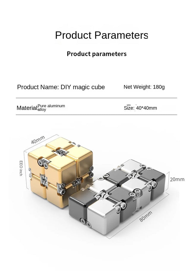 🔄 Kovinski Infinite Magic Cube – mehanska fidget igrača