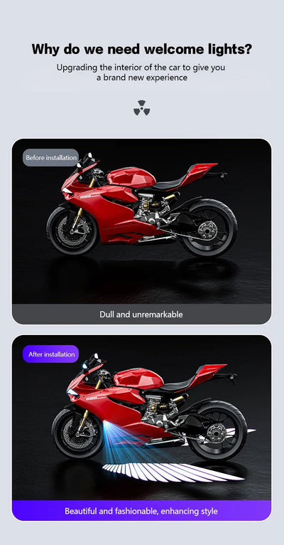 LED projekcijske luči Angel Wings za motor – 2 kosa – fotografija izdelka