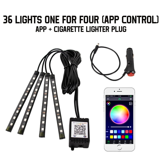 RGB LED ambientna osvetlitev za avto 36/48/72 LED – fotografija izdelka