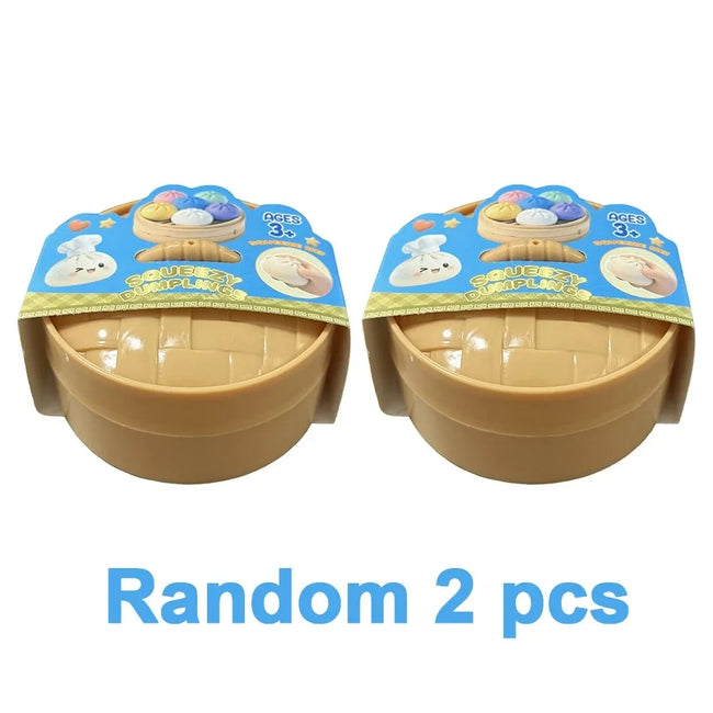 HOT Realistic Giant Dumpling Squeeze Toy with Bamboo Steamer Soft TPR Dough Ball Decompression Fidget Toy Creative Funny Gift