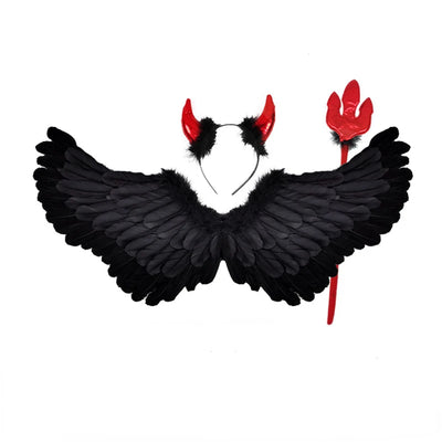 Črna angelska in demonska krila – prikaz kostumskega kompleta