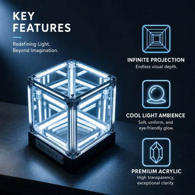💡 Hypercube LED Namizna Svetilka – 3D infinity efekt
