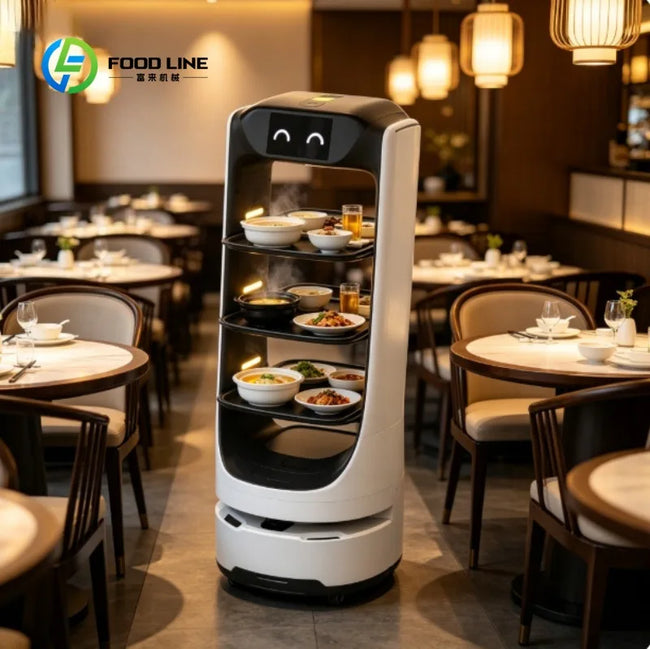 Pametni dostavni robot za restavracije – glasovno naročanje, več pladnjev in radar – slika 1