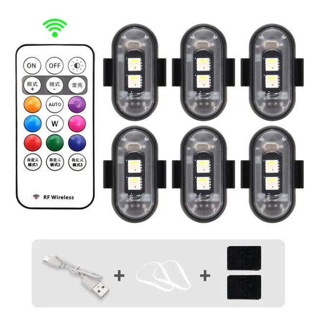 Brezžična LED opozorilna utripalka 1–6 kosov z USB polnjenjem – fotografija izdelka