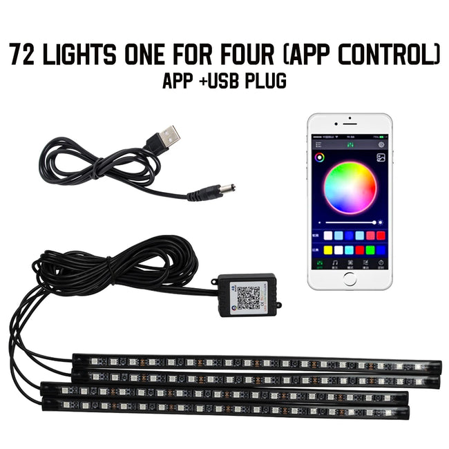RGB LED ambientna osvetlitev za avto 36/48/72 LED – fotografija izdelka