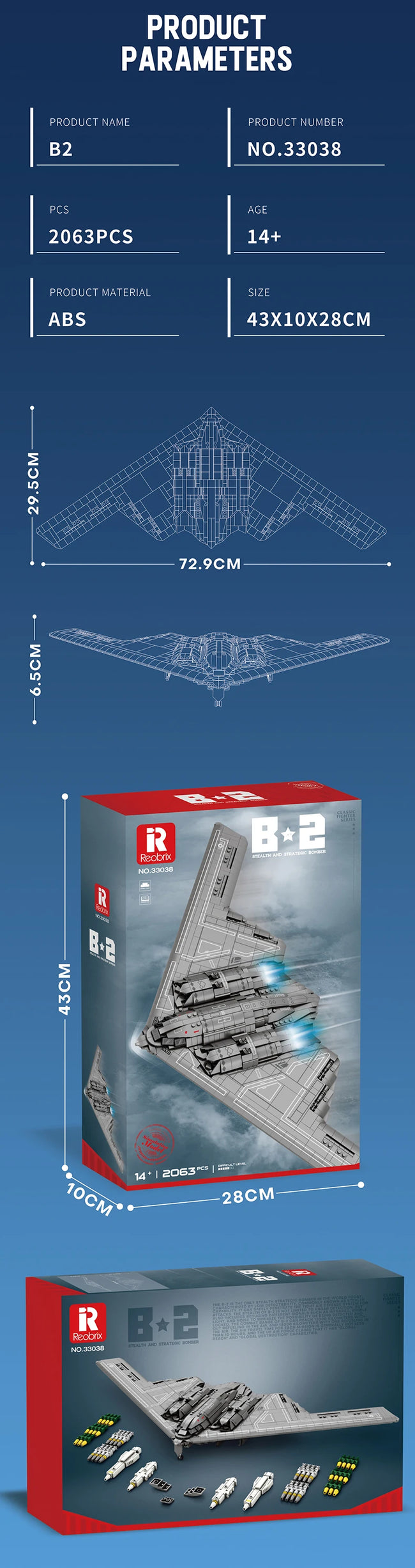 2063-delni B-2 Stealth – gradbeni model letala – slika 11