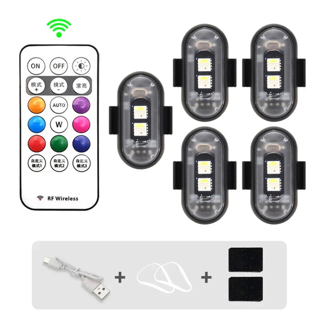 Brezžična LED opozorilna utripalka 1–6 kosov z USB polnjenjem – fotografija izdelka