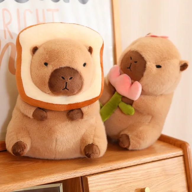 23CM Kawaii Anime Capybara Bread Plush Toy Creative Stuffed Animals Capybara Toast Doll Girl Birthday Toys Girlfriend Cute Gifts