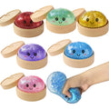 HOT Realistic Giant Dumpling Squeeze Toy with Bamboo Steamer Soft TPR Dough Ball Decompression Fidget Toy Creative Funny Gift