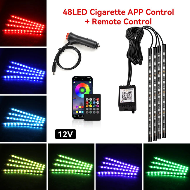 RGB LED ambientna osvetlitev za avto 36/48/72 LED – fotografija izdelka
