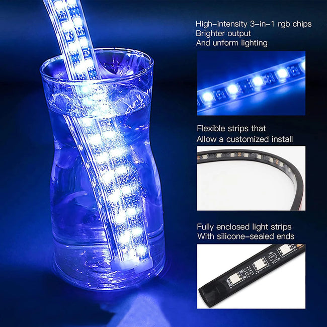 RGB LED podsvetlitev za motor z aplikacijo in daljincem 12 V – fotografija izdelka