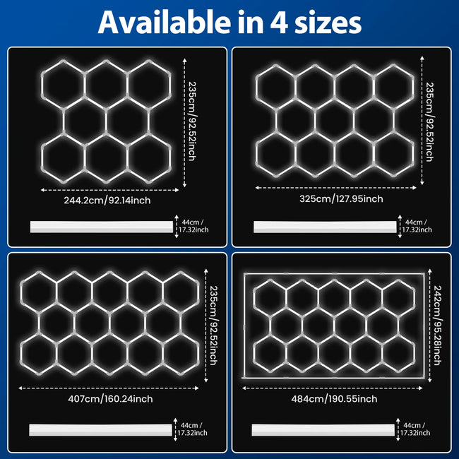 Aiopp Hexagon Honeycomb LED stropna luč za garažo – DIY sestavljanje, visok CRI, brez utripanja