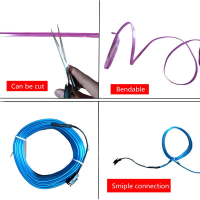 LED neon trak za notranjost avta 1/3/5 m USB – fotografija izdelka