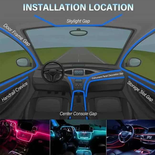 RGB LED svetlobni trak za avto 1–5 m z aplikacijo – fotografija izdelka