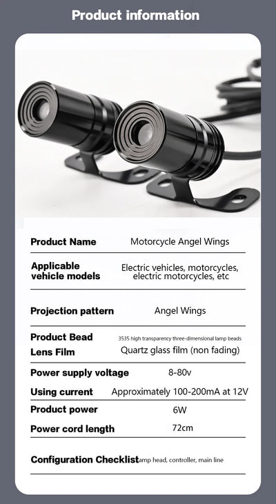 LED projekcijske luči Angel Wings za motor – 2 kosa – fotografija izdelka