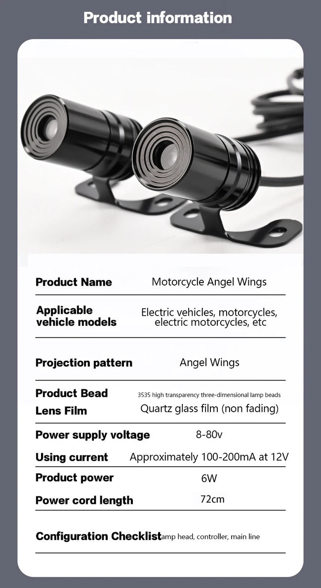 LED projekcijske luči Angel Wings za motor – 2 kosa – fotografija izdelka