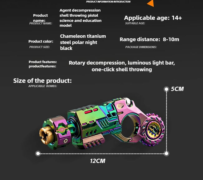 🔫 Kovinski EDC Fidget Pistol – mehanska antistresna igrača