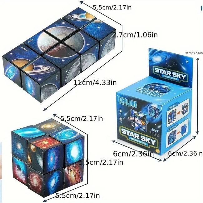 🌌 2-v-1 Star Sky Infinity Cube – fidget puzzle igrača