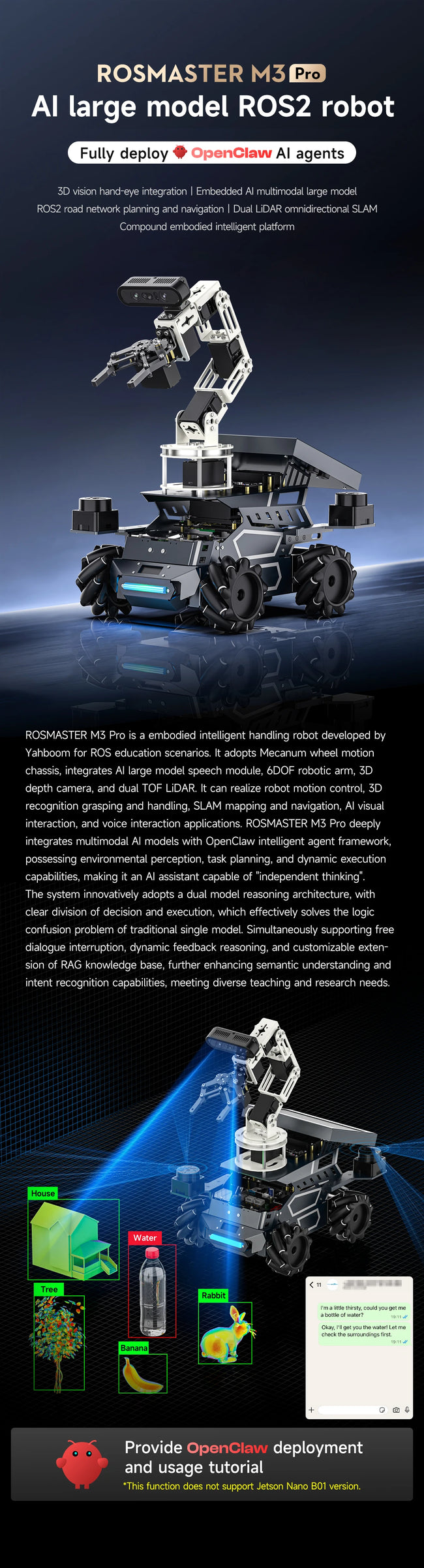 AI robotski avto Yahboom ROSMASTER M3 Pro – ROS2, LiDAR in robotska roka – slika 11
