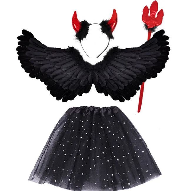 Črna angelska in demonska krila – različica black devil set 1