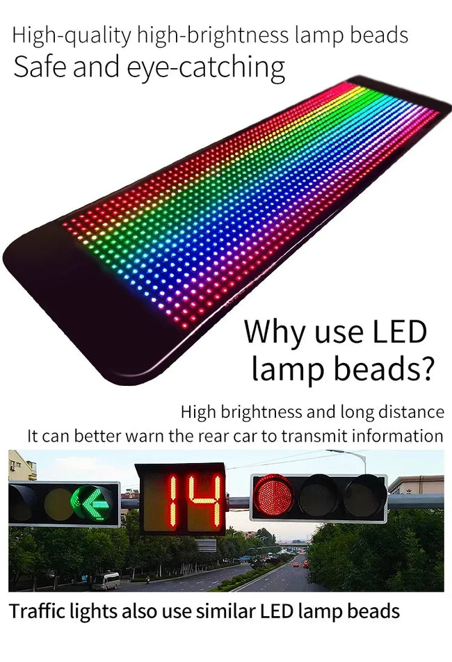 12 V RGB LED matrični zaslon za avto 60 × 12 cm – fotografija izdelka