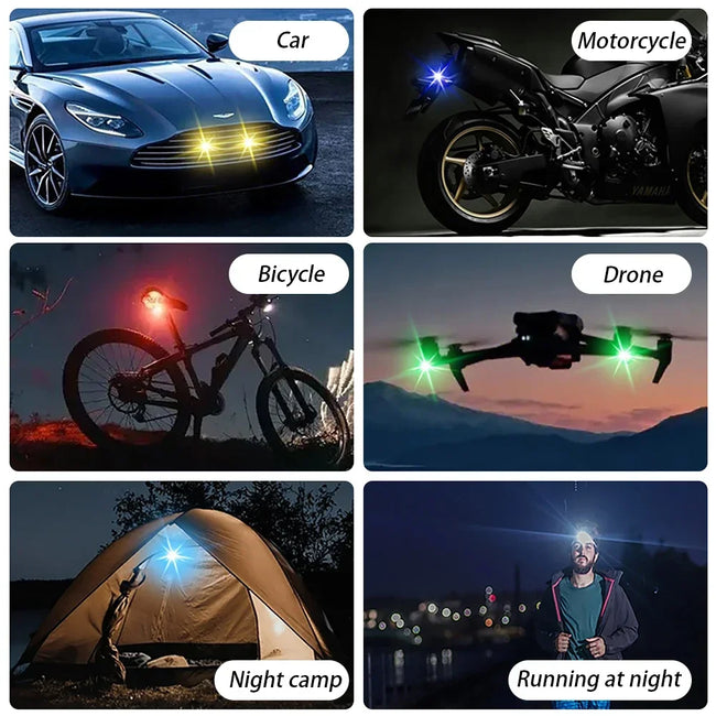 Brezžična LED opozorilna utripalka 1–6 kosov z USB polnjenjem – fotografija izdelka