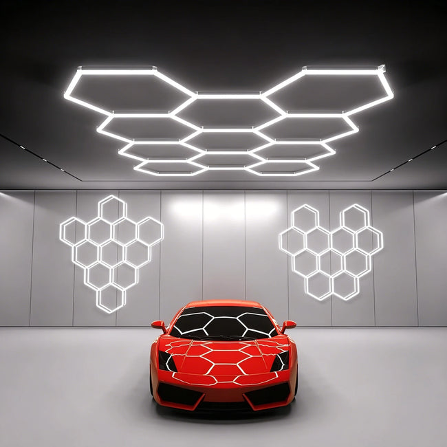 Aiopp Hexagon Honeycomb LED stropna luč za garažo – DIY sestavljanje, visok CRI, brez utripanja