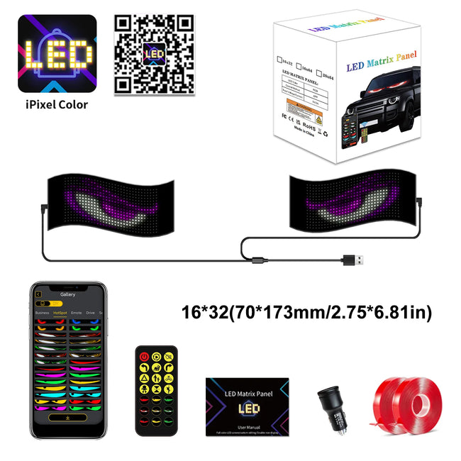 LED matrični zaslon za avto z aplikacijo in daljincem – fotografija izdelka