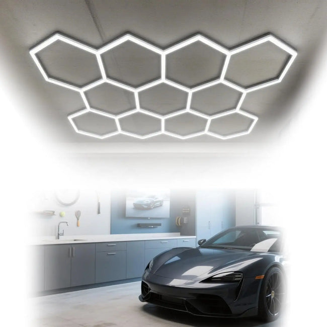 Aiopp Hexagon Honeycomb LED stropna luč za garažo – DIY sestavljanje, visok CRI, brez utripanja