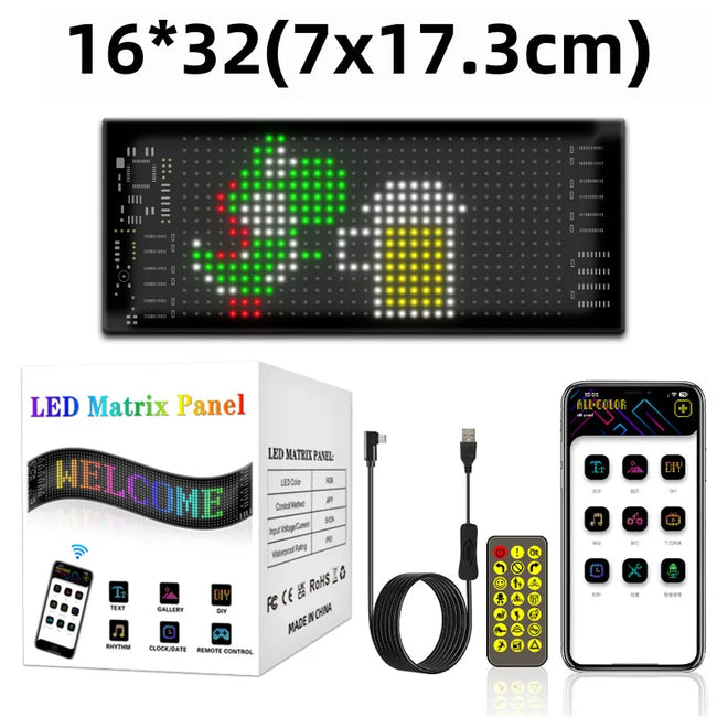 LED matrični zaslon za avto z aplikacijo in daljincem – fotografija izdelka