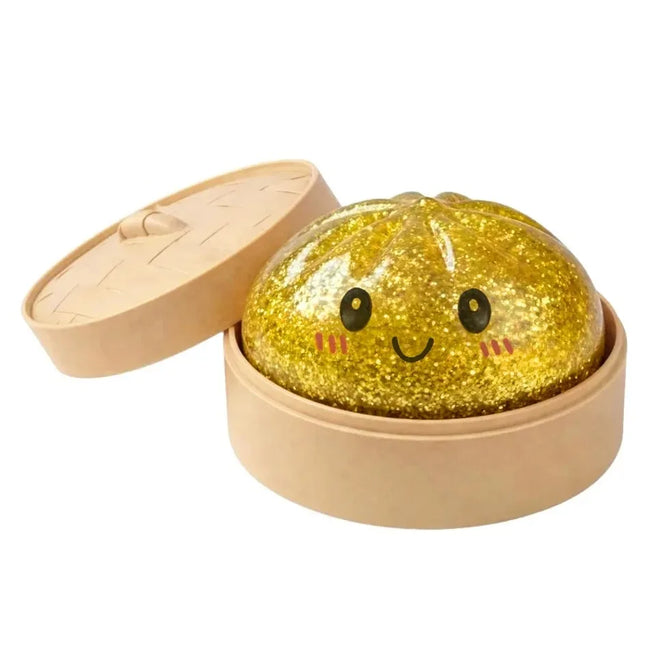 HOT Realistic Giant Dumpling Squeeze Toy with Bamboo Steamer Soft TPR Dough Ball Decompression Fidget Toy Creative Funny Gift