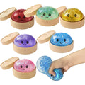 HOT Realistic Giant Dumpling Squeeze Toy with Bamboo Steamer Soft TPR Dough Ball Decompression Fidget Toy Creative Funny Gift