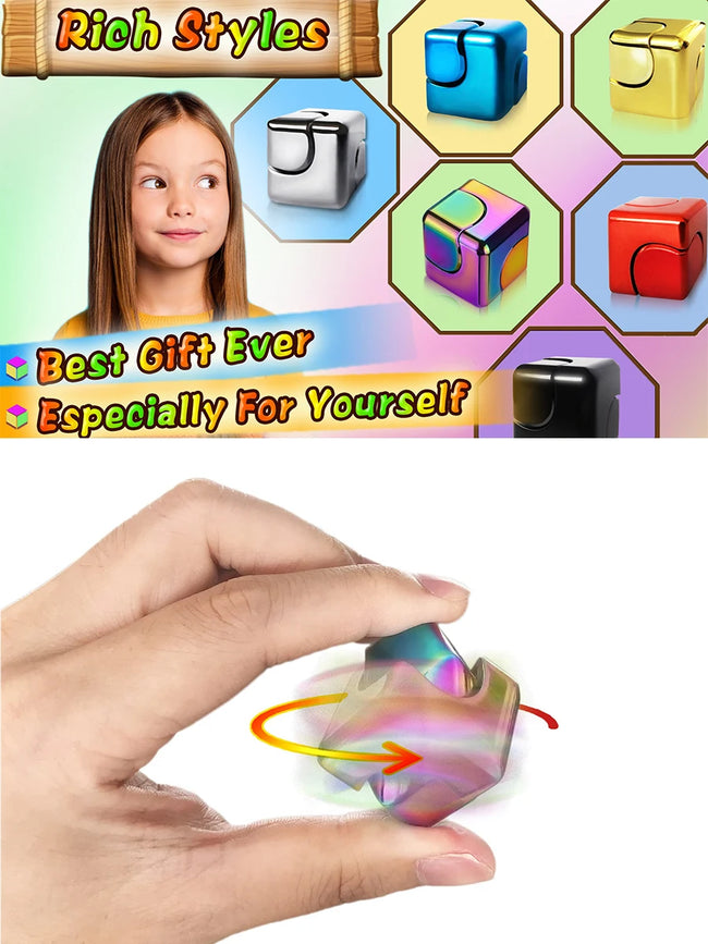 ⚙️ Kovinski Cube Spinner – 3D EDC Fidget igrača