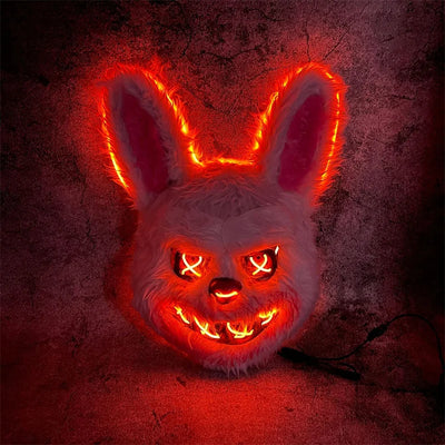 LED svetleča maska zajec/medved za Halloween – pogled na masko