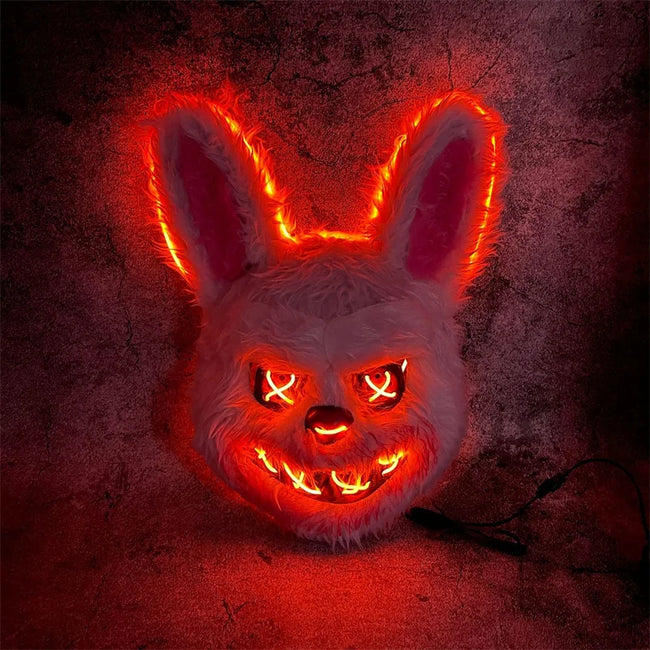 LED svetleča maska zajec/medved za Halloween – pogled na masko