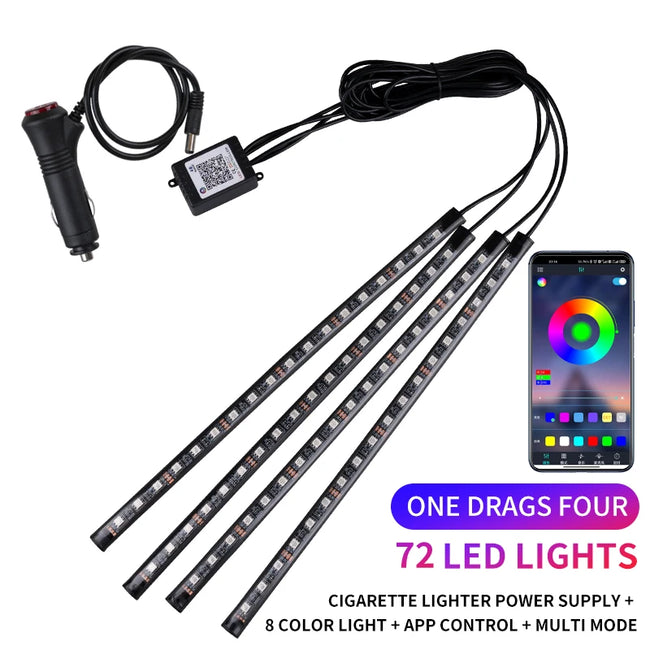 RGB LED ambientna osvetlitev notranjosti avta z aplikacijo – fotografija izdelka