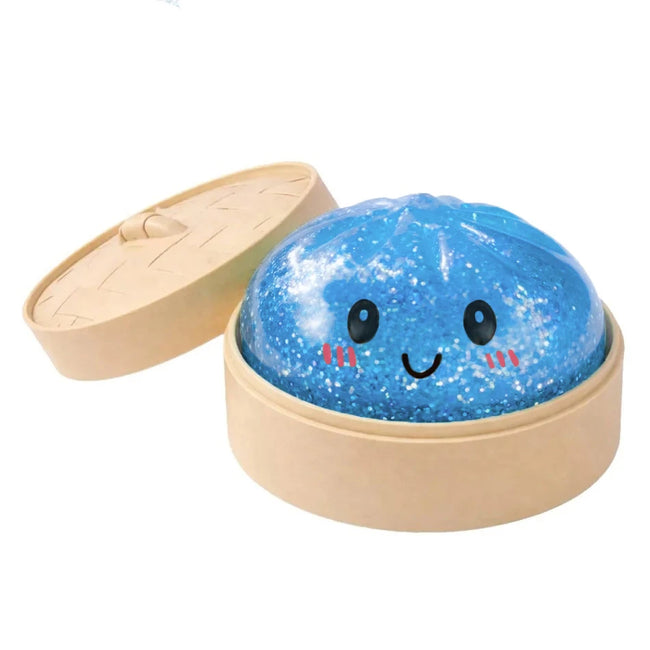 HOT Realistic Giant Dumpling Squeeze Toy with Bamboo Steamer Soft TPR Dough Ball Decompression Fidget Toy Creative Funny Gift